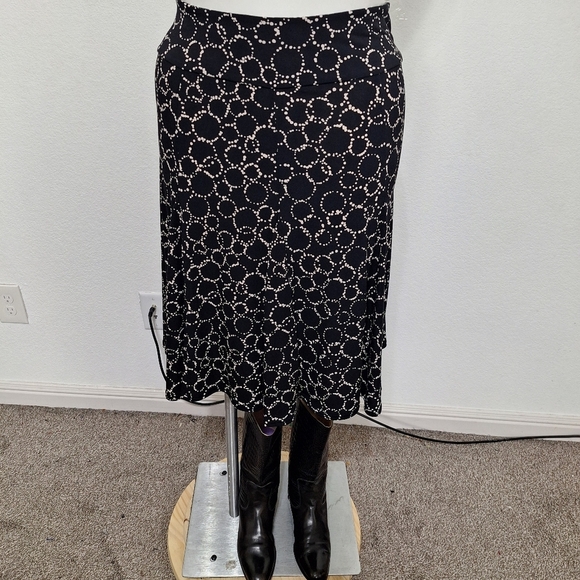 Apt. 9 Black White Whimsigoth Circle Print Stretch Witchy Midi Skirt Size M - Picture 1 of 10